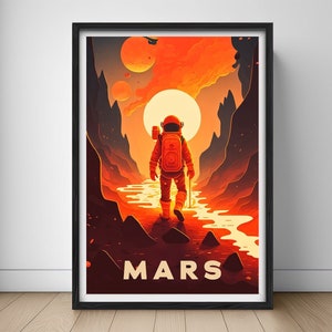Mars Travel Poster, Mars Print, Mars Wall Art Print, Planet Mars Poster, Planet Mars Painting, Mars Illustration, Mars Watercolor,Home Decor