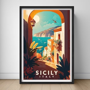 Sizilien Reise Poster,Sizilien Druck,Sizilien Wand Kunst Druck,Sizilien Italien Poster,Sizilien Malerei,Sizilien Illustration,Sizilien Aquarell,Innendekoration