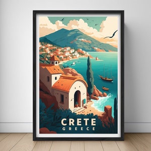 Crete Greece Travel Poster,Crete Greece Wall Art Print,Crete Greece Painting Illustration,Printable Crete Greece Watercolor,Home Decor Art