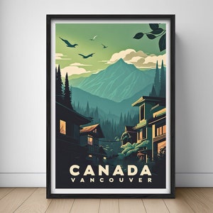 Vancouver Travel Poster,Vancouver Canada Wall Art Print,Vancouver,Vancouver Painting Illustration,Printable Vancouver Canada Home Decor