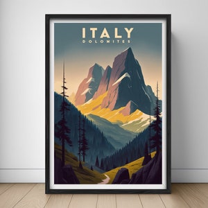 Italy Dolomites Travel Poster,Dolomites Italy Wall Art Print,Italy Dolomites Painting Illustration,Printable Italy Dolomites Watercolor