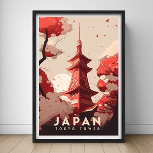 Tokyo Tower Japan Travel Poster,Japan Wall Art Print,Tokyo Japan Painting,Tokyo Japan Illustration,Printable Tokyo Watercolor Home Decor