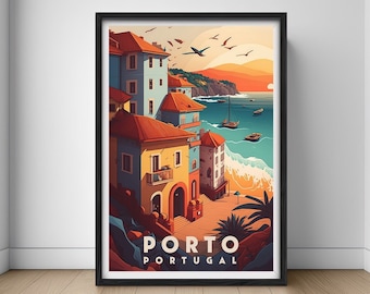 Porto Portugal Travel Poster,Porto Portugal Wall Art Print,Porto Portugal Painting Illustration,Printable Porto Portugal Watercolor Decor