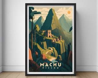 Machu Picchu Travel Poster,Peru Wall Art Print,Machu Picchu Painting,Peru Travel Art Poster,Printable Macchu Picchu Wall Art Home Decor