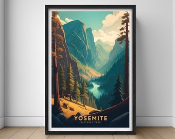 Yosemite Park Travel Poster,Yosemite Park Wall Art Print,Yosemite National Park,Yosemite Travel Art Poster,Printable Yosemite Art Home Decor