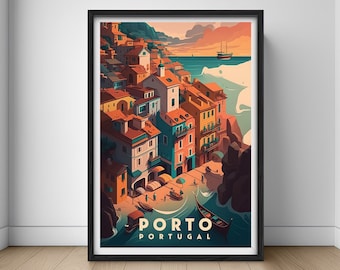 Porto Portugal Travel Poster,Porto Portugal Wall Art Print,Porto Portugal Painting Illustration,Printable Porto Portugal Watercolor Decor