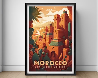 Morocco Marrakesh Travel Poster,Morocco Marrakesh Wall Art Print,Morocco Painting,Morocco Illustration,Digital Morocco Marrakesh Watercolor