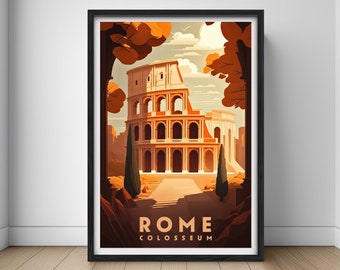Rome Travel Poster,Rome Print,Rome Wall Art Print,Rome Italy Poster,Rome Italy Painting,Colosseum Illustration,Rome Watercolor,Home Decor
