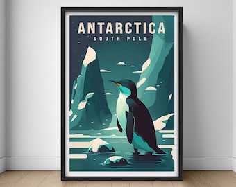 Antarctica Travel Poster, Antarctica Wall Art Print, Antarctica Painting, Antarctica Illustration,Printable Antarctica Watercolor Home Decor