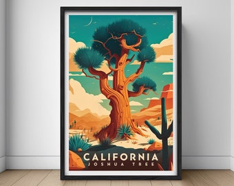 Joshua Tree Travel Poster,Joshua Tree Wall Art Print,California,California Painting Illustration,Printable Joshua Tree,California Home Decor