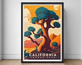 Joshua Tree Travel Poster,Joshua Tree Wall Art Print,California,California Painting Illustration,Printable Joshua Tree,California Home Decor