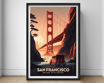 Golden Gate Bridge Art Print: San Francisco Travel Poster (Digital Download)