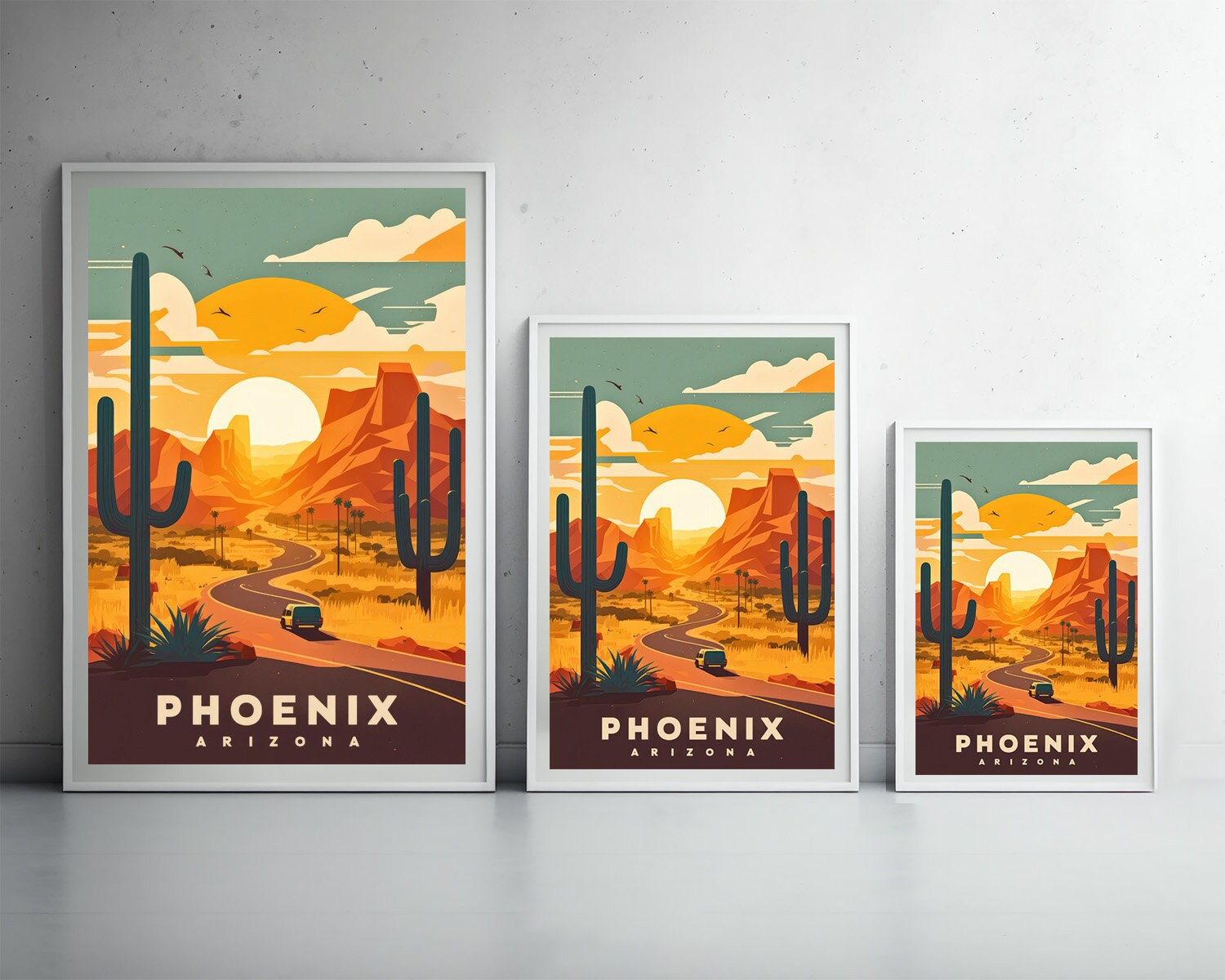 Arizona Phoenix Travel Poster,arizona Phoenix Wall Art Print,arizona
