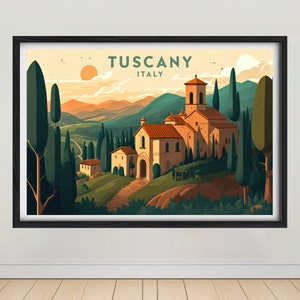 Tuscany Italy Travel Poster,Tuscany Italy Wall Art Print,Tuscany Italy Painting,Tuscany Illustration,Printable Tuscany Watercolor Home Decor