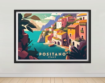 Positano Italy Travel Poster,Positano Wall Art Print,Positano Italy Painting,Italy Travel Art Poster,Printable Positano Wall Art Home Decor