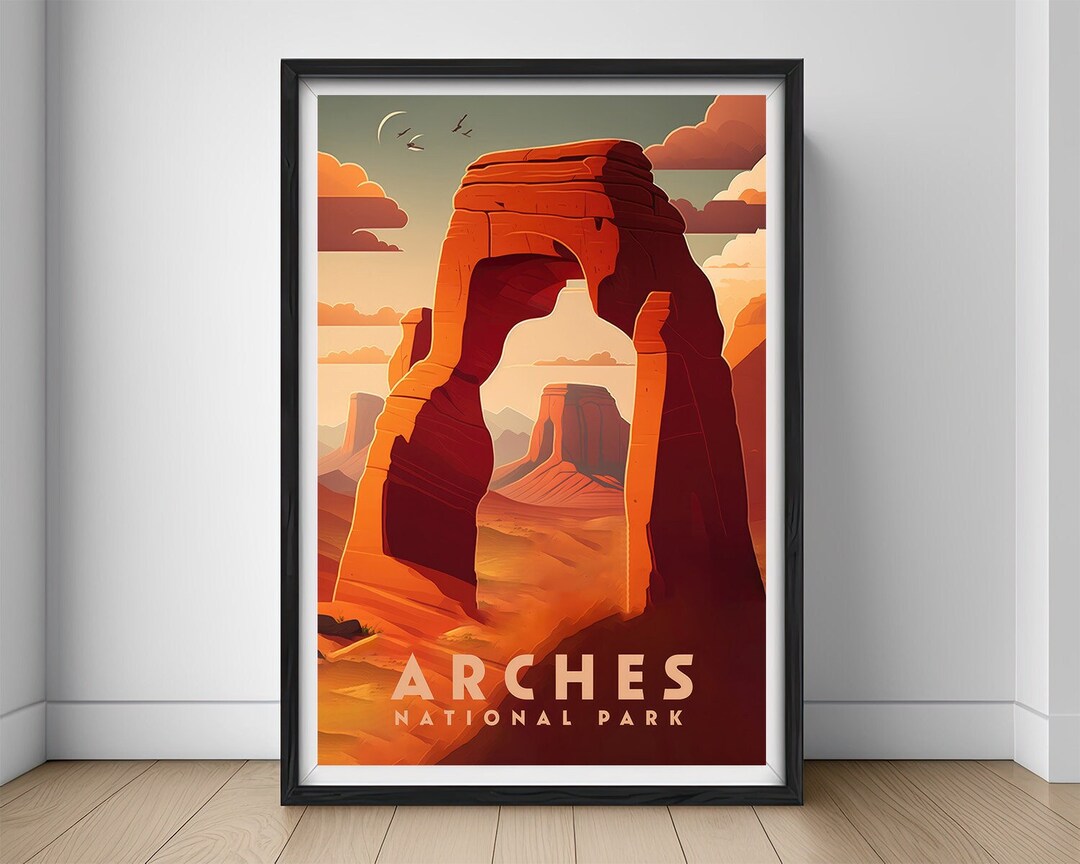 Arches National Park Travel Poster,utah Wall Art Print,delicate Arch