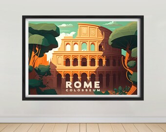 Rome Colosseum Travel Poster,Rome Colosseum Wall Art Print,Rome Colosseum Painting,Rome Colosseum Illustration,Printable Rome Watercolor Art