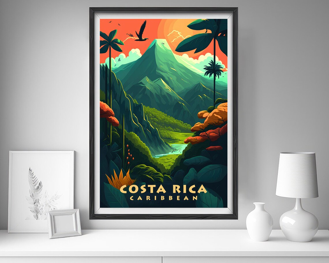 Costa Rica Caribbean Travel Poster,caribbean Wall Art Print,costa Rica ...