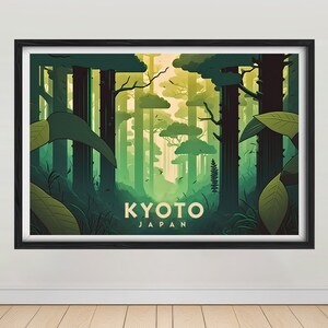 Kyoto Japan Travel Poster,Kyoyo Japan Wall Art Print,Kyoto Japan Painting,Arashiyama Illustration,Printable Kyoto Watercolor Art, Home Decor