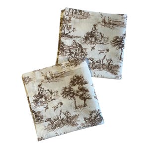 Rustiek handgemaakt servet met landelijke scènes - katoenlinnen, set van 6 inch