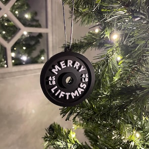 3D Merry Liftmas Christmas Tree Ornament! Great stocking stuffer gift idea for weightlifters crossfit gym rats or any fitness enthusiast