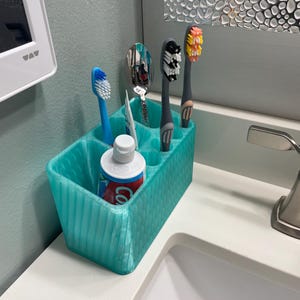 Toothbrush Plus Bathroom Counter Organizer