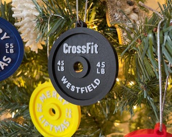 Personalized CrossFit Ornament, 45lb Weight Plate Design