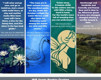 Marque-pages de poésie irlandaise comportant les paroles de WB Yeats, idéaux pour les amateurs de poésie et de culture irlandaise et un excellent cadeau pour les fans de poésie.