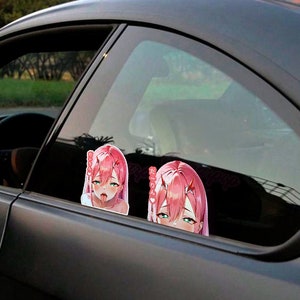 Anime Peeker Ahegao Anime Waifu Zero Two, Hologramm, wasserfest und wetterfest