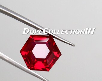 Investment Grade 8 Ct Burma Blood Red Ruby Hexagon Cut AAA Natural Certified Loose Gemstone 11x10x7 MM for Luxury Ring Jewelry