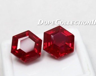 Collector Grade 15.90 Ct Burma Blood Red Ruby Pair Hexagon Cut AAA Certified Natural Loose Gemstones for Luxury Ring & Earrings 11x10x7 MM