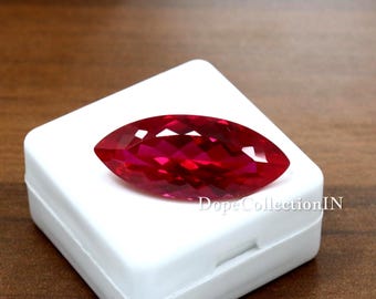 17Ct Natural Sri Lanka Red Ruby Marquise Cut Loose Gemstone | Certified Ceylon Ruby Stone | 20x10x7 MM Ruby for Fine Jewelry Engagement Ring