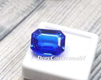 13.70 Ct Natural Ceylon Royal Blue Sapphire Emerald Cut AAA+ GGI Certified Loose Gemstone Deep Blue Ring Pendant Jewelry 15x11x7 mm