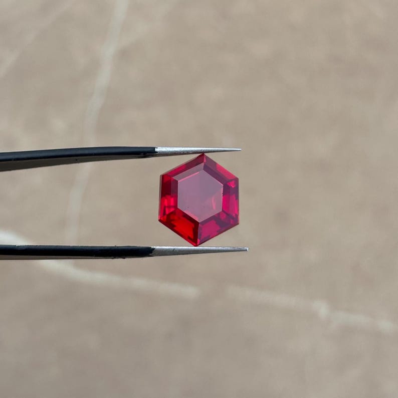 11.70 Ct Burma Blood Red Ruby Hexagon Cut | Certified AAA Natural ...