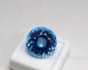 Natural Light Blue Aquamarine 27 Ct AAA+ Round Cut Certified Gemstone 18x18x9 MM for Engagement Ring Pendant