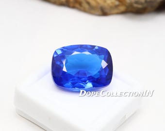 Natural Ceylon Royal Blue Sapphire 25.20 Ct Cushion Cut AAA+ GGI Certified Loose Gemstone Deep Blue 18x13x9 mm
