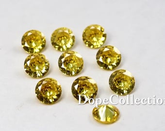 Natural Ceylon Yellow Sapphire 10 Pc Set | Round Cut 5x5x3mm Loose Gemstones | 10 Ct GGI Certified Stones for Jewelry