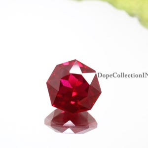 Naturlig 16,10 ct Burma blodröd rubin hexagonslipad | Certifierad äkta rubin för ringar och fina smycken | 16,0×13,9×9,2 mm
