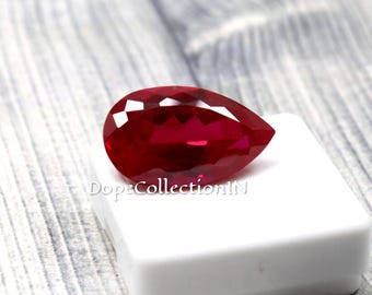 20.75 Ct Natural Burma Ruby, Blood Red Ruby Pear Cut, Unheated Untreated Deep Red Ruby, AAA Loose Gemstone, Certified Ruby 21.8mm