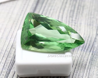 70 Ct Natural Green Amethyst Fancy Shield Cut Certified Loose Gemstone 34x18x12 MM for Custom Ring Pendant Fine Jewelry