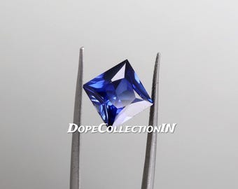 Rare 6.95 Ct Royal Blue Sapphire Princess Cut Natural Certified Ceylon Loose Gemstone Deep Blue Fine Jewelry Ring Pendant Stone
