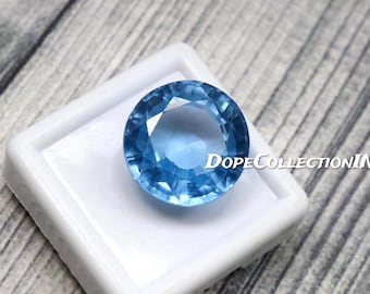 19.40 Ct Natural Light Blue Aquamarine Round Cut AAA+ Certified Loose Gemstone 15x15x9 mm Engagement Ring Pendant Fine Jewelry Gift