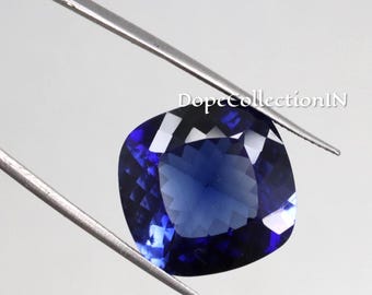 Rare Blue Purple Ceylon Sapphire 23.90 Ct, Natural Sri Lanka Sapphire, Cushion Cut Loose Gemstone, Large Blue Purple Sapphire 17.7mm