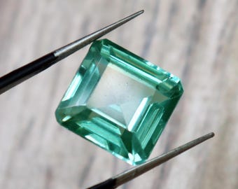 Green Sapphire Radiant Cut Gemstone: 13.30 ct Madagascar Sapphire