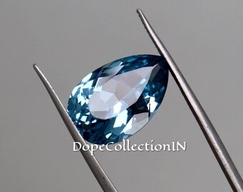 Natural Sky Blue Aquamarine 11.40 Ct, Brazilian Aquamarine Pear Cut Gemstone, AAA+ Certified Loose Gemstone, 17.9x11.9x7.4mm