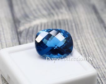 11 Ct Natural Blue Sapphire Cushion Cut | AAA Certified Loose Gemstone | Deep Blue Sapphire for Ring & Fine Jewelry | 15x11x8 mm