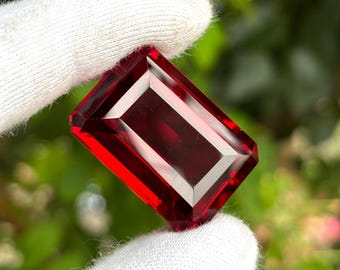 Natural 122.80 Ct Ruby – Emerald Cut AAA Burma Blood Red Ruby | 31.3×24.3×17.0 mm | Certified Natural Gemstone