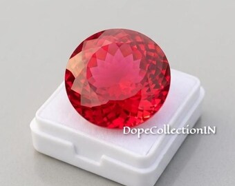 21 Ct Natural Burma Ruby Blood Red Pinkish Round Cut 16x16mm | Unheated Untreated Certified Gemstone | Large Statement Ring Stone
