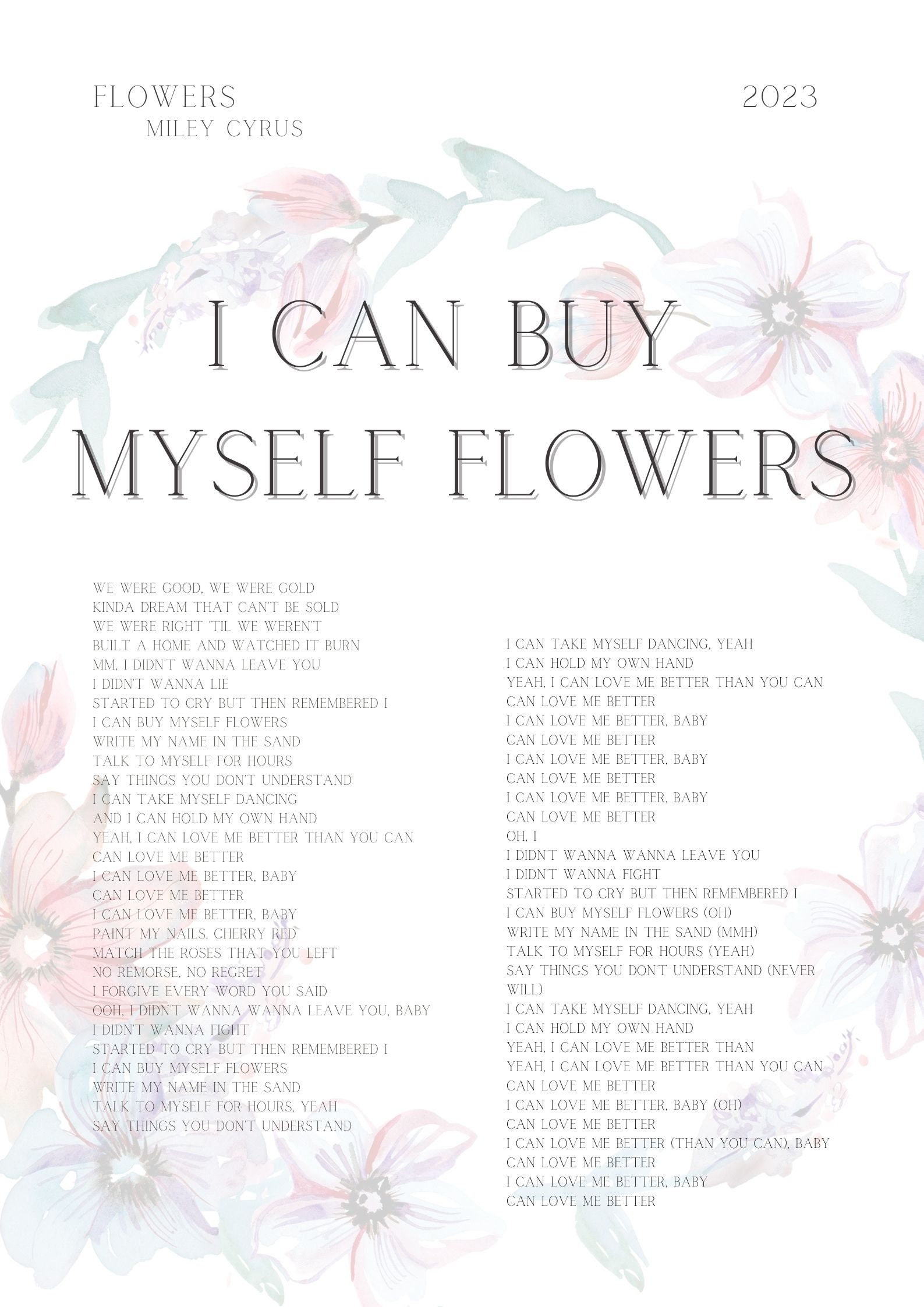 Women Flowers I Play it Cool Lyrics | Sticker