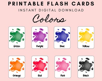 12 枚の子供用カラー フラッシュ カード、PDF 印刷可能、子供用カラー カード、モンテッソーリ カード、教育、色認識、マッチングと分類